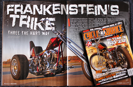 Custom trike using frankenstien trikes conversion kit 77 shovel trike